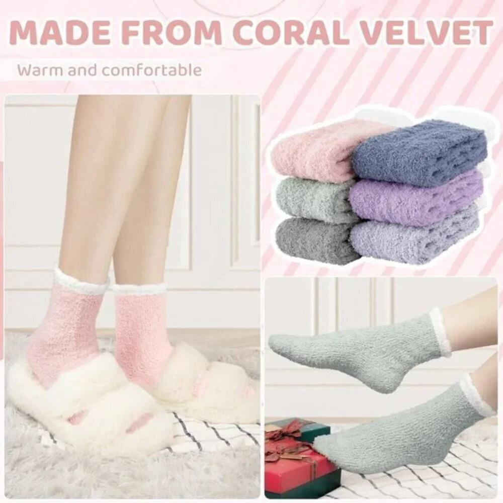 7-Pair Women’s Fuzzy Socks Cozy Warm Fluffy Christmas Winter Gift Set